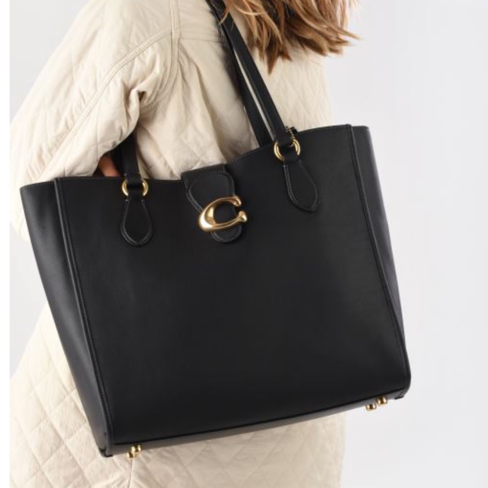 Coach Theo Leather Shoulder Tote Purse - Picture 2 of 16
